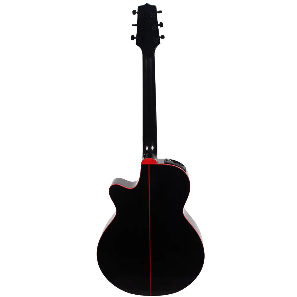 Takamine GF49CECB Guitarra Electroacústica Negra con Ribetes Rojos