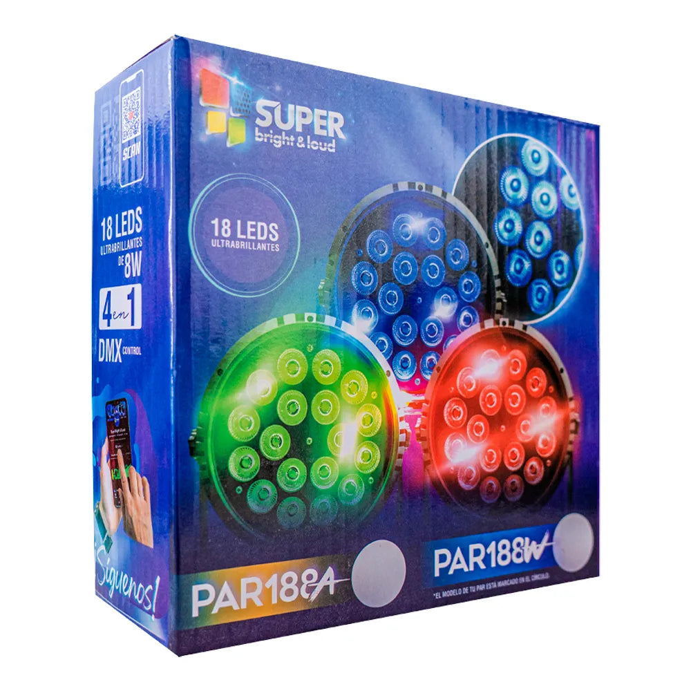 Super Bright Par188W Iluminación 18 Leds De 18W Rgbw